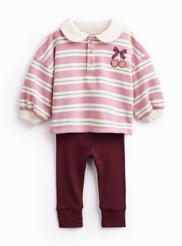 Pink Stripe Polo & Legging Set 6-9 months